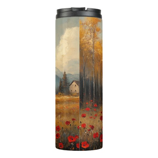 ヴィンテージ秋の牧草地絵を描のケシ タンブラー (裏面)