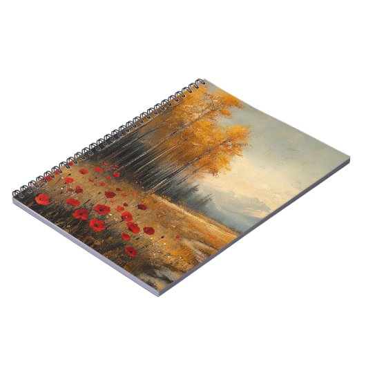 ヴィンテージ秋の牧草地絵を描のケシ ノートブック (左側)