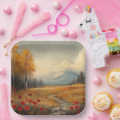 ヴィンテージ秋の牧草地絵を描のケシ ペーパープレート (パーティー)