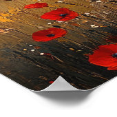 ヴィンテージ秋の牧草地絵を描のケシ ポスター (角)