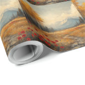 ヴィンテージ秋の牧草地絵を描のケシ ラッピングペーパー (ロールコーナー)