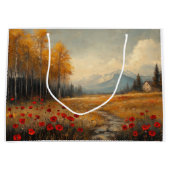 ヴィンテージ秋の牧草地絵を描のケシ ラージペーパーバッグ (正面)