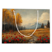 ヴィンテージ秋の牧草地絵を描のケシ ラージペーパーバッグ (裏面)