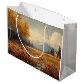 ヴィンテージ秋の牧草地絵を描のケシ ラージペーパーバッグ (裏面アングル)