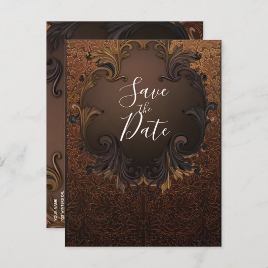 ヴィンテージ秋の秋葉金ゴールド日付の保存 案内ポストカード (正面/裏面)