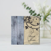 ヴィンテージ秋の結婚式招待状ブルーバーンボード 招待状 (スタンド正面)