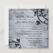 ヴィンテージ秋の結婚式招待状ブルーバーンボード 招待状 (裏面)