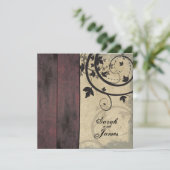 ヴィンテージ秋の結婚式招待状レッドバーンボード 招待状 (スタンド正面)