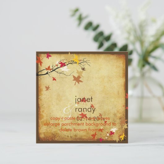 ヴィンテージ秋の結婚式招待状/メープル葉 招待状 (スタンド正面)