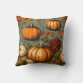 「ヴィンテージ秋の花とカボチャ –  クッション (裏面)