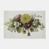 ヴィンテージ秋の金ゴールド菊と果実 ドアマット (正面)