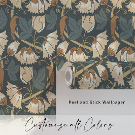 ヴィンテージ秋の鳥とつる植物 壁紙