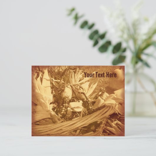 ヴィンテージ秋インディアンコーンカスタマイズ可能はがき ポストカード (スタンド正面)