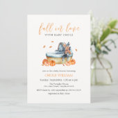 ヴィンテージ秋インラブパンプキンクリブベビーシャワー 招待状 (スタンド正面)