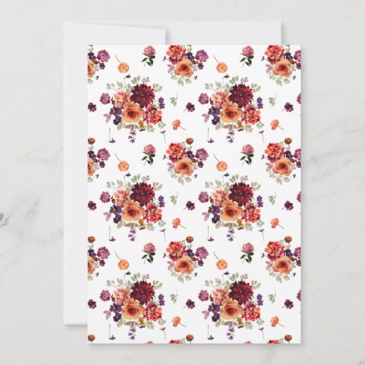 ヴィンテージ秋インラブフローラブライダルシャワー 招待状 (裏面)