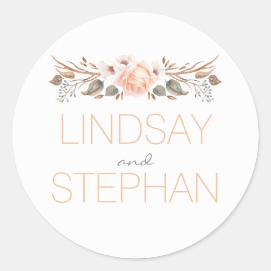 ヴィンテージ秋ウッドランドガーデンウォーター結婚カラー ラウンドシール (正面)