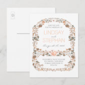 ヴィンテージ秋ウッドランド素朴ガーデン日付を保存 案内ポストカード (正面/裏面)