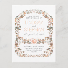 ヴィンテージ秋ウッドランド素朴ガーデン日付を保存 案内ポストカード