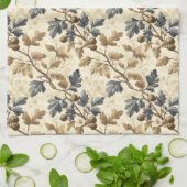 ヴィンテージ秋オークの葉とアコーンパターン | エレガント キッチンタオル (折り畳み)