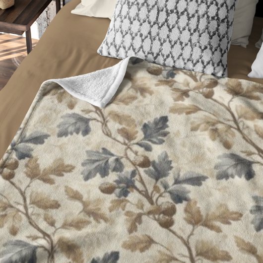 ヴィンテージ秋オークの葉とアコーンパターン | エレガント シェルパブランケット