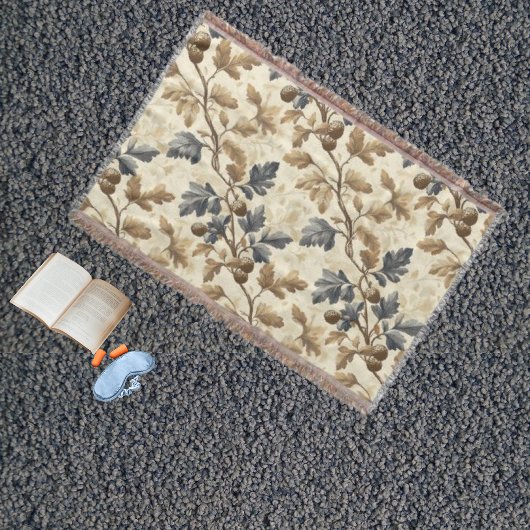 ヴィンテージ秋オークの葉とアコーンパターン | エレガント スローブランケット