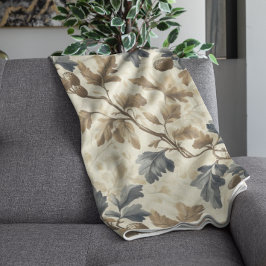 ヴィンテージ秋オークの葉とアコーンパターン | エレガント フリースブランケット