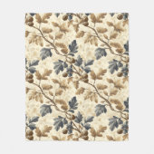 ヴィンテージ秋オークの葉とアコーンパターン | エレガント フリースブランケット (正面)