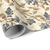 ヴィンテージ秋オークの葉とアコーンパターン | エレガント ラッピングペーパー (ロールコーナー)