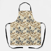 ヴィンテージ秋オークリーフ | 青エレガントと金ゴールド エプロン (正面)