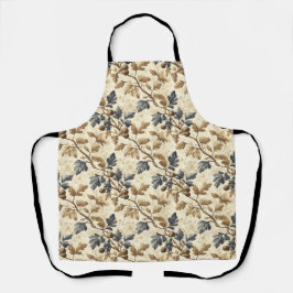 ヴィンテージ秋オークリーフ | 青エレガントと金ゴールド エプロン