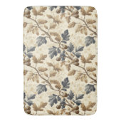 ヴィンテージ秋オークリーフ | 青エレガントと金ゴールド バスマット (正面縦)