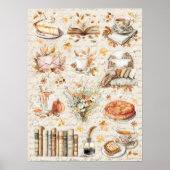 ヴィンテージ秋オータムエッセンシャルコージーライブラリー ポスター (正面)