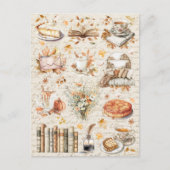 ヴィンテージ秋オータムエッセンシャルコージーライブラリー ポストカード (正面)