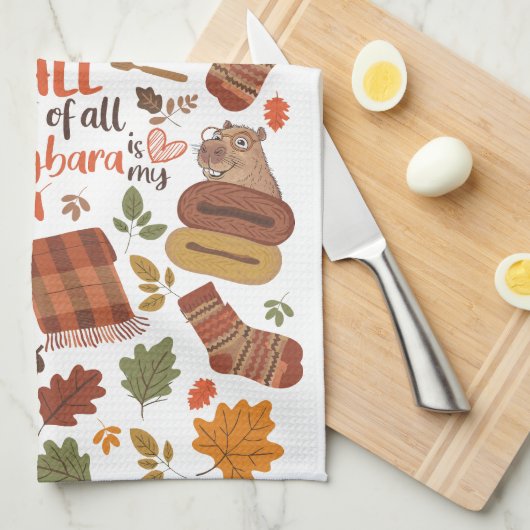 ヴィンテージ秋カピバラタオル キッチンタオル (四つ折り)