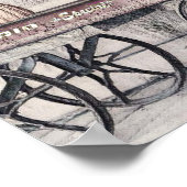 ヴィンテージ秋カボチャのカート紅葉スケッチ ポスター (角)