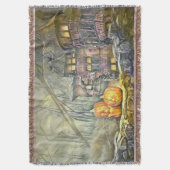 ヴィンテージ秋カボチャ紅葉スケッチスローB スローブランケット (正面縦)