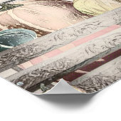 ヴィンテージ秋カボチャ紅葉スケッチ ポスター (角)