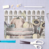 ヴィンテージ秋カボチャ紅葉スケッチ 薄葉紙 (クラフト)