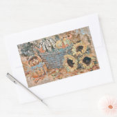 ヴィンテージ秋カボチャ紅葉水彩ショー 長方形シール (封筒)