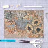 ヴィンテージ秋カボチャ紅葉水彩ティス 薄葉紙 (クラフト)