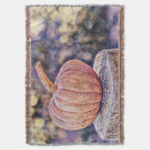 ヴィンテージ秋カボチャ紅葉水彩 スローブランケット (正面縦)