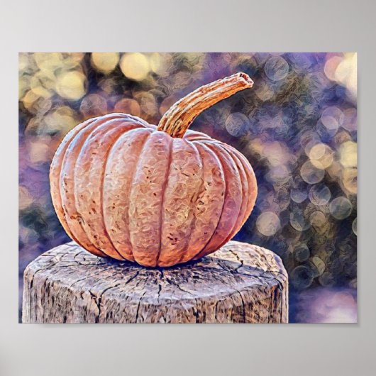 ヴィンテージ秋カボチャ紅葉水彩 ポスター (正面)
