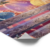 ヴィンテージ秋カボチャ紅葉水彩 ポスター (角)