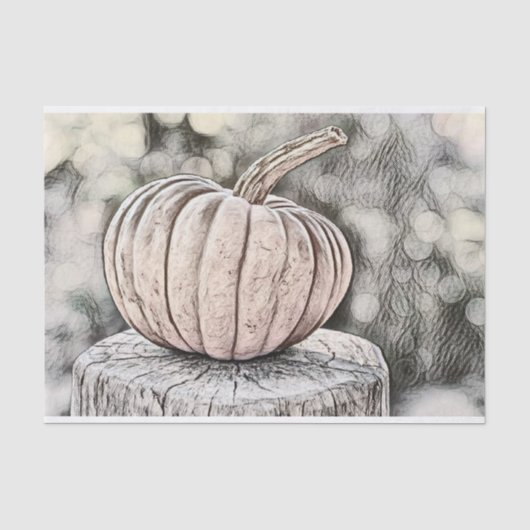 ヴィンテージ秋カボチャ紅葉水彩 薄葉紙 (正面)