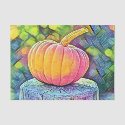 ヴィンテージ秋カボチャ紅葉水彩 薄葉紙 (正面)