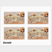 ヴィンテージ秋カボチャ紅葉水彩 長方形シール (シート)