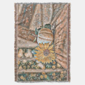 ヴィンテージ秋カボチャ紅葉水彩Thro スローブランケット (正面縦)