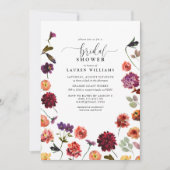 ヴィンテージ秋ガーデンフラワースクリプトブライダルシャワー 招待状 (正面)