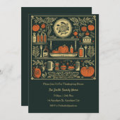 ヴィンテージ秋キッチンサンクスギビングディナー招待状 招待状 (正面/裏面)