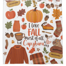 ヴィンテージ秋キャピバラシャワーカーテン シャワーカーテン